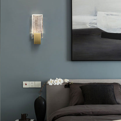 Contemporary Ribbed Glass Wall Lamp with Brushed Brass Accent