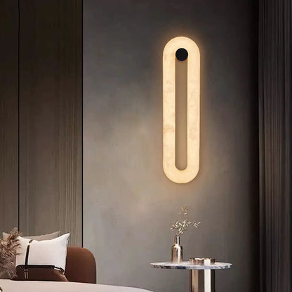 Natural Alabaster Oval LED Wall Sconce Minimalist Modern Wall Lamp