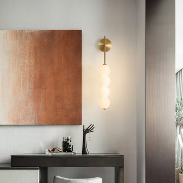Minimalist Linear Wall Lamp with Four Opal Glass Globes