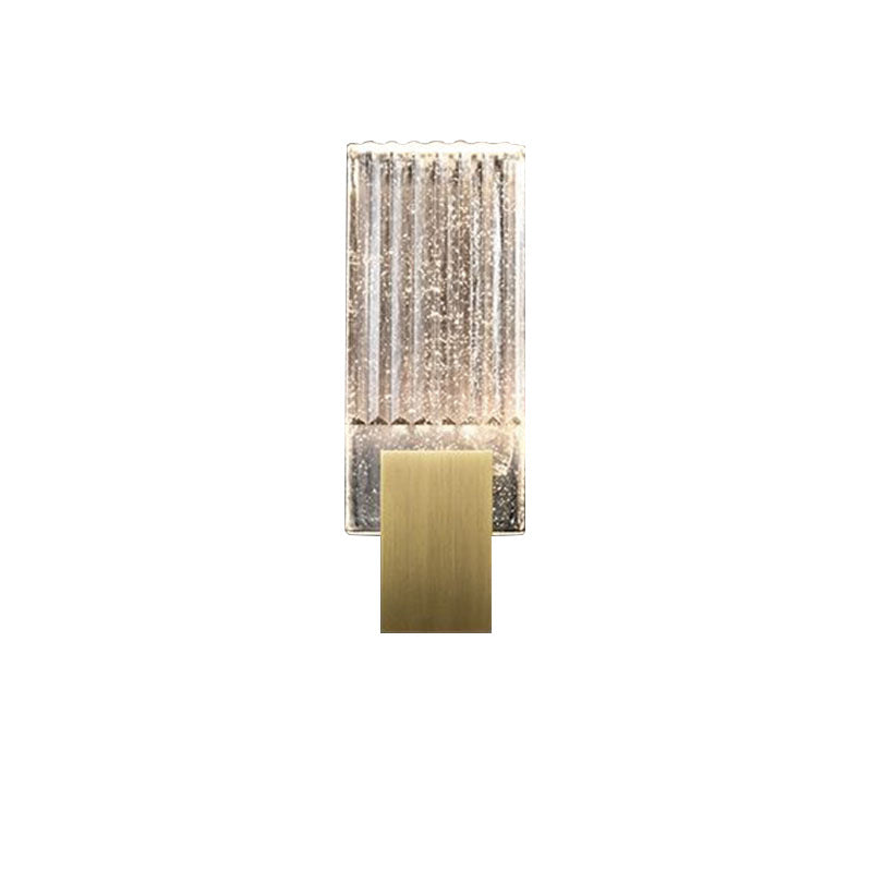 Contemporary Ribbed Glass Wall Lamp with Brushed Brass Accent