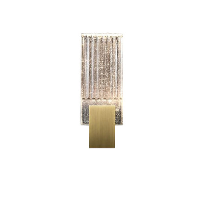 Contemporary Ribbed Glass Wall Lamp with Brushed Brass Accent