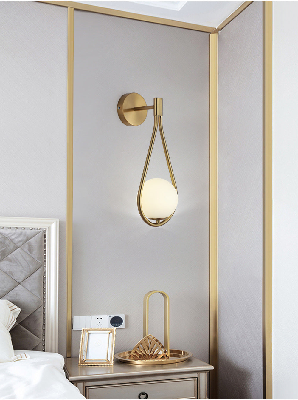Minimalist Brass Teardrop Wall Lamp with Frosted Glass Shade