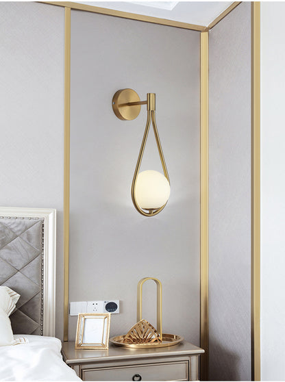 Minimalist Brass Teardrop Wall Lamp with Frosted Glass Shade