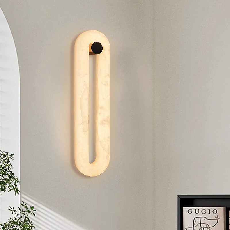 Natural Alabaster Oval LED Wall Sconce Minimalist Modern Wall Lamp