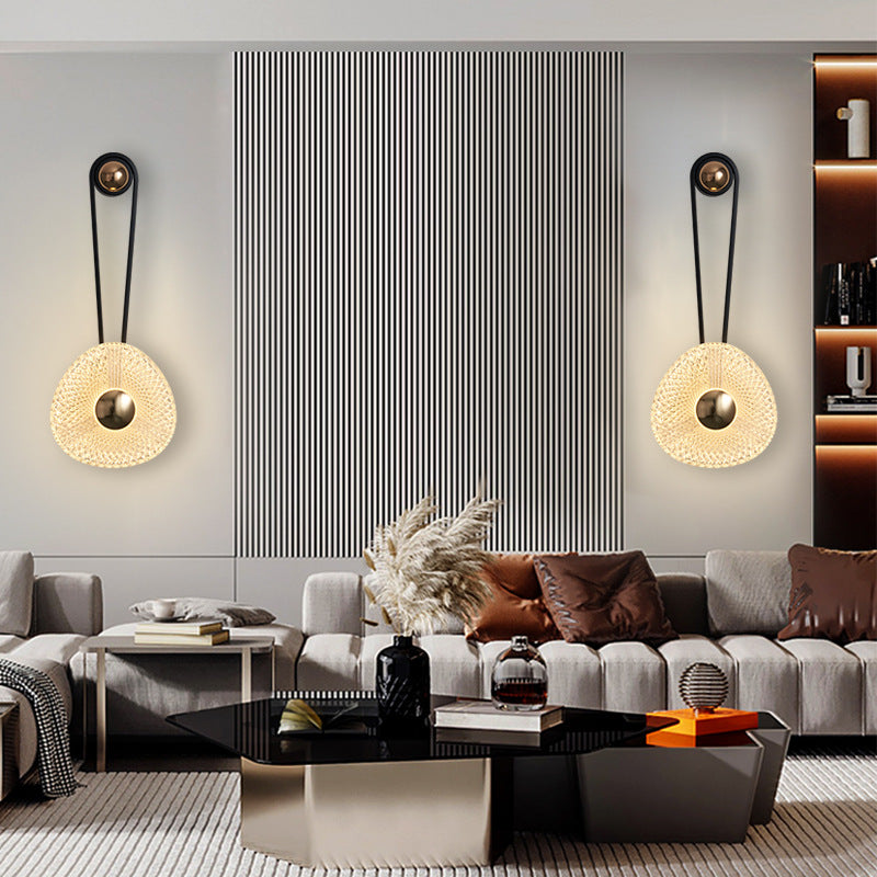 Artistic Teardrop Glass Wall Lamp with Brass Frame for Contemporary Decor