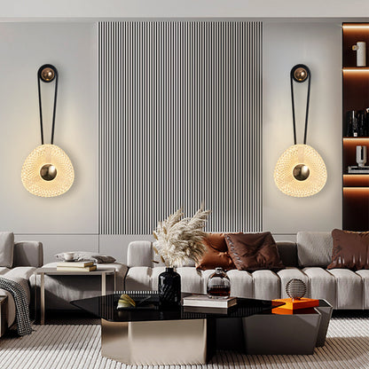 Artistic Teardrop Glass Wall Lamp with Brass Frame for Contemporary Decor
