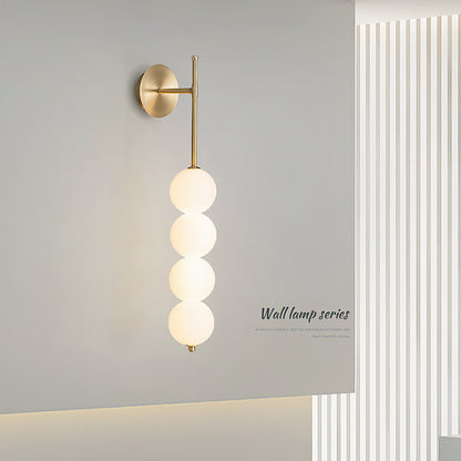 Minimalist Linear Wall Lamp with Four Opal Glass Globes