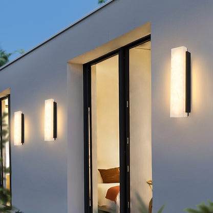 Black Framed Onyx Stone Wall Light - Minimalist Marble LED Sconce for Modern & Contemporary Homes