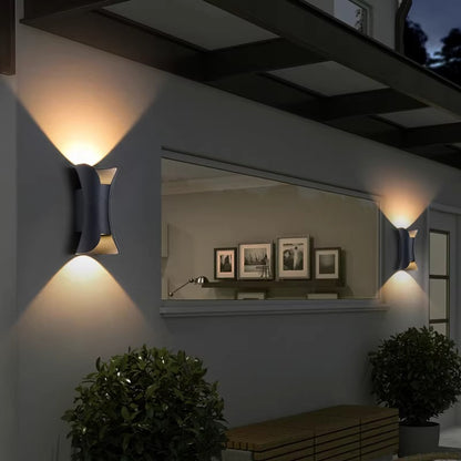 Curved Up-Down Outdoor Wall Light - Minimalist LED Sconce with Dual Light Output for Contemporary Homes