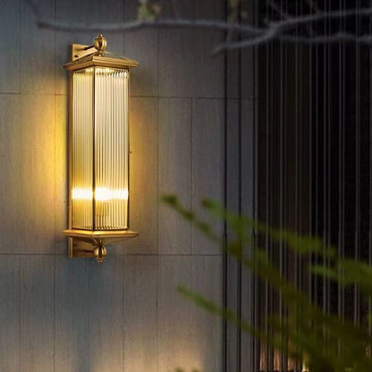 Antique Bronze All-Copper Wall Sconce with Tempered Glass - Classic LED Outdoor Light for Traditional Homes