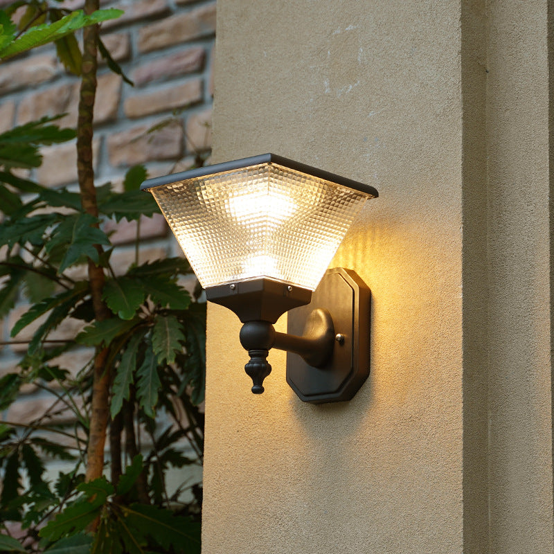 Classic Tapered Outdoor Wall Light with Diamond Cut Glass for Farmhouse & Cottage Homes