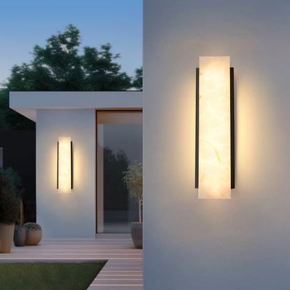Black Framed Onyx Stone Wall Light - Minimalist Marble LED Sconce for Modern & Contemporary Homes