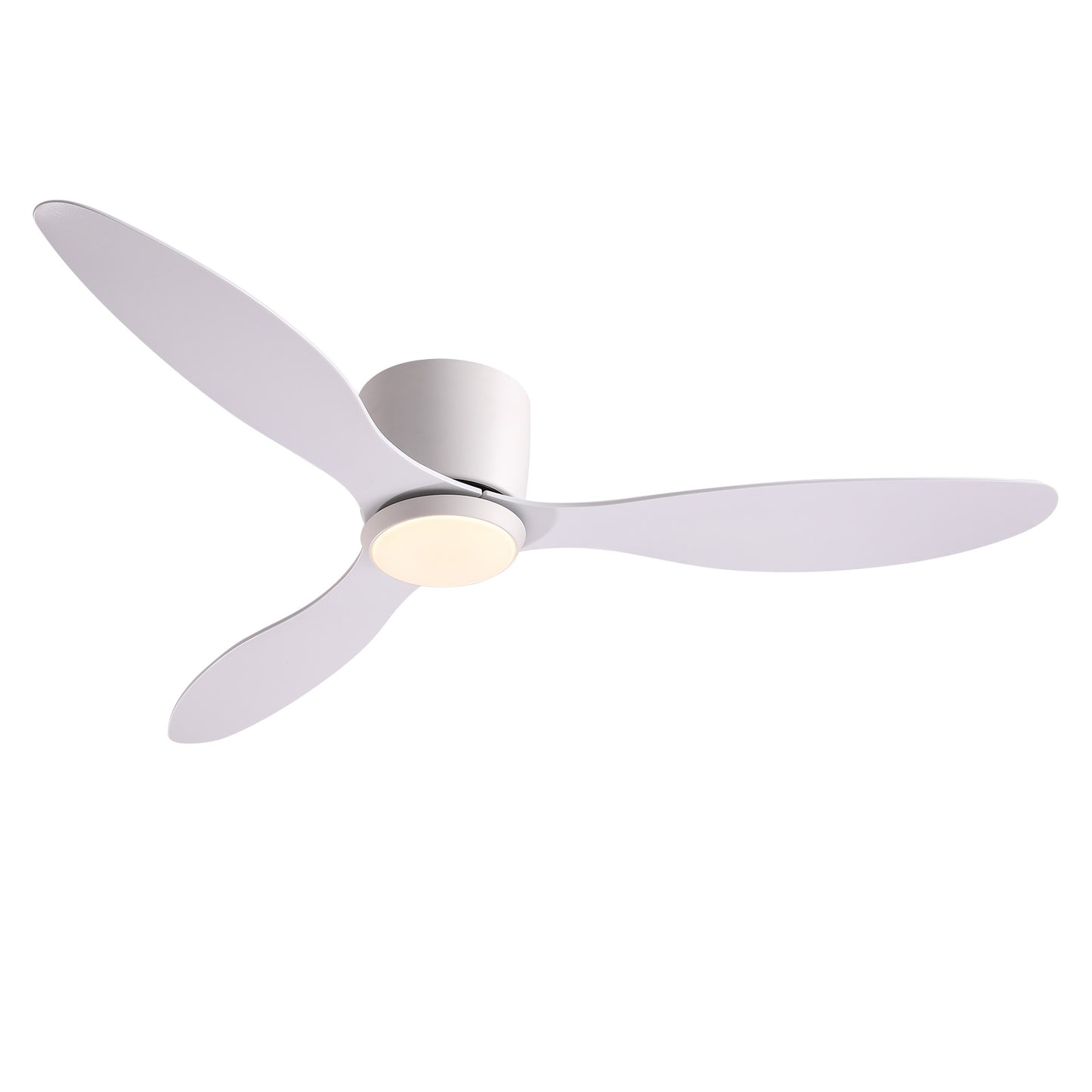 52 in. Smart Indoor Modern White Low Profile Ceiling Fans with Remote and Wall Control with Dimmable Integrated LED